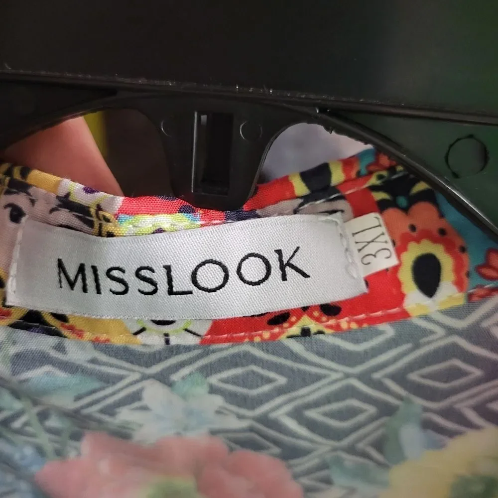 MISSLOOK  OVERSIZED MULTI-PRINT BLOUSE. - Picture 9 of 11